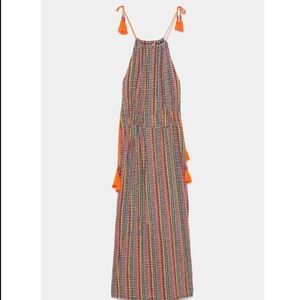 Zara Multicolor Maxi Dress With Tassel Straps Blogger Favorite Size Small